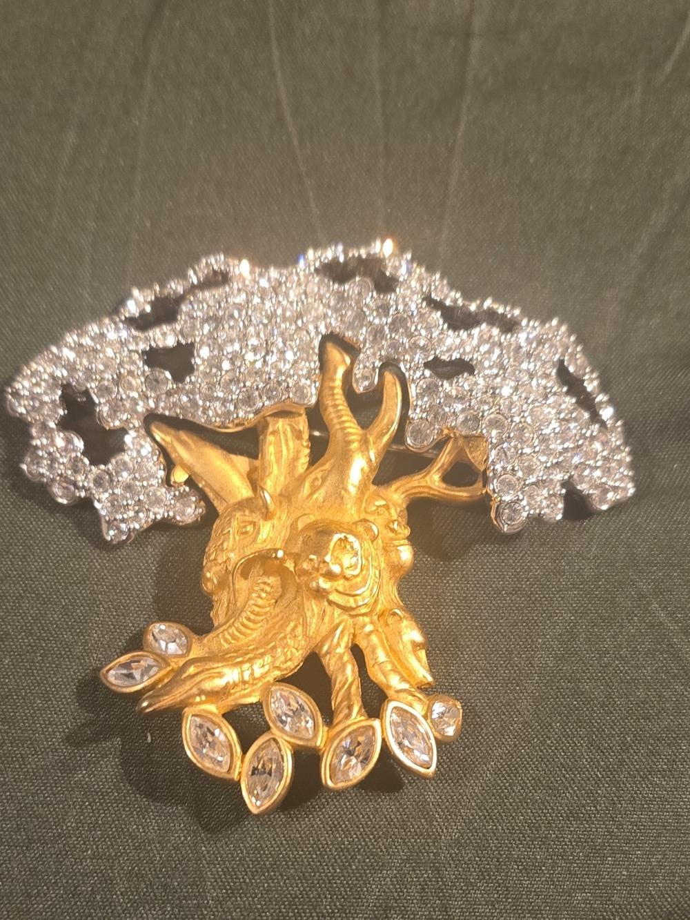 Disney Gold and Silver Tree of Life Brooch with Clear Crystals